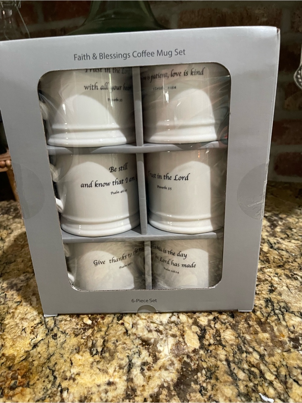 Grace Teaware Faith and Blessings scripture mug set of 6 - 8oz- Boxed set - NEW!